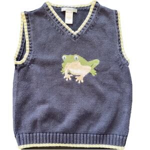 Janie And Jack Summer Boys Frog Navy Cotton Vest 5T